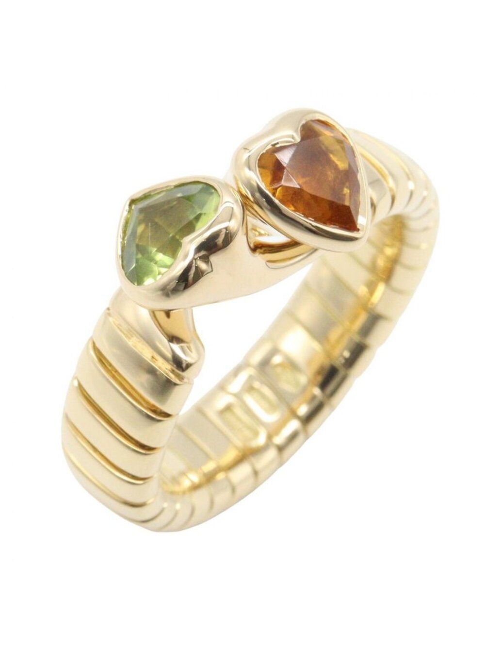 Bvlgari Ring Tubogas Spiga Peridot Citrine 18k